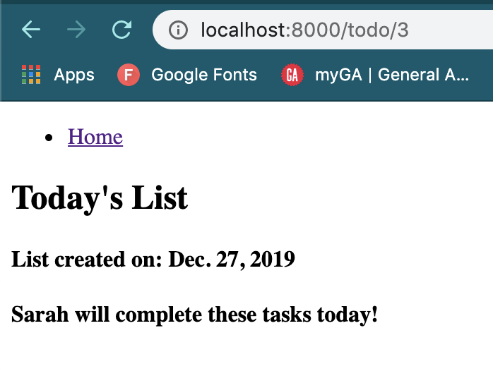 sample todo list
